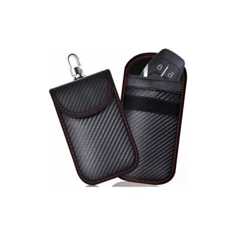 Sac Faraday de protection du signal des clés de voiture, 2 sacs de protection du signal des clés de voiture, housse de protection en fibre de carbone, taille moyenne (1/5)