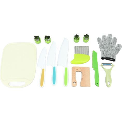 Kindersichere Küchenmesser – Set mit Schneidebrett und Sparschäler zum Kochenlernen (1/5)