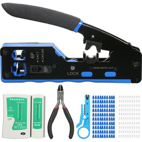 Irovami Kit sertissage RJ45 tout-en-un – Cat5e/6/6a, 100 connecteurs – Idéal pour réseau, câblage, informatique (1/5)