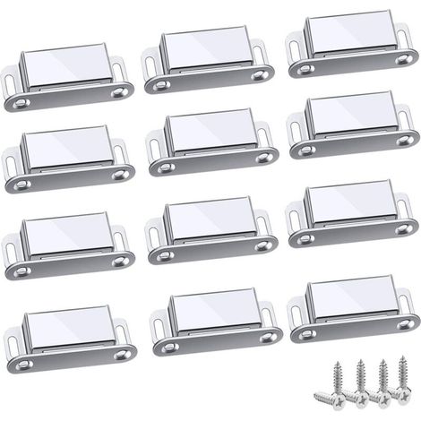 Chiusura magnetica, 12 pezzi, magneti per armadi, magneti potenti fino a 6 kg, per cassetti, porte della doccia, armadi, mobili (45 mm - 12 pezzi)