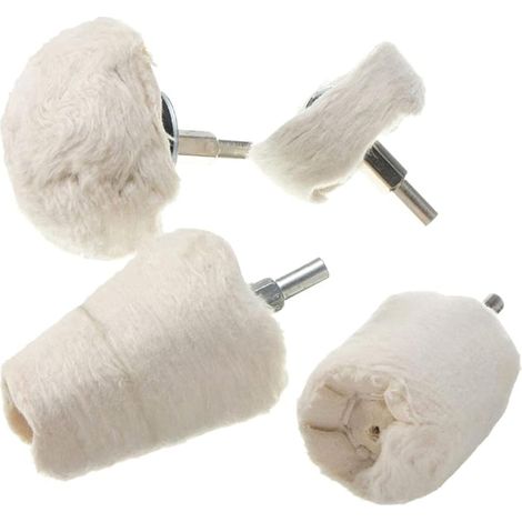 MIMOSON-4Pcs Roue de polissage blanc Flanelle 1/4 pouces poignée pour Chrome Bois Verre Céramique Métal Aluminium Acier inoxydable (1/5)