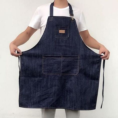 Tablier de cuisine en denim antifouling - MARQUE - grande taille 84x68cm (1/4)