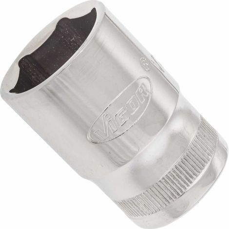 VIGOR Innenvierkant Antrieb 12,5 = 1/2 Zoll Steckschlüssel-Einsatz Außensechskant-Profil V2565N ∙ Vierkant hohl 12,5 mm (1/2 Zoll) ∙ Außen-Sechskant Profil ∙ 19 ∙ Gesamtlänge: 38 mm (1/2)