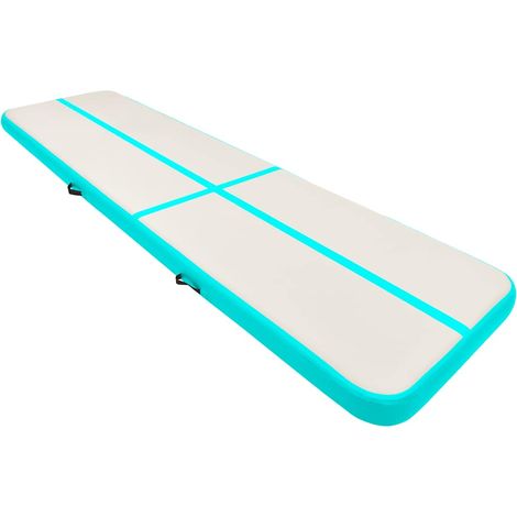Tapis gonflable de gymnastique avec pompe 800x100x15cm PVC Vert (1/5)