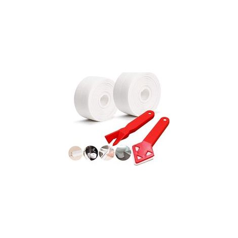 rouleaux de bandes d'étanchéité et 2 outils de pose, bandes pour baignoire, ruban adhésif d'étanchéité, pour cuisine, salle de bain, angles de murs, toilettes