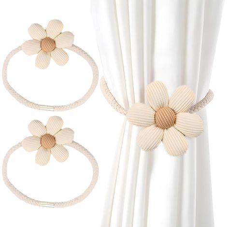 2 embrasses magnétiques forme fleur, décoration durable salon chambre