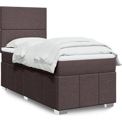 Boxspringbett mit Matratze Dunkelbraun 100x200 cm Stoff vidaXL (1/5)