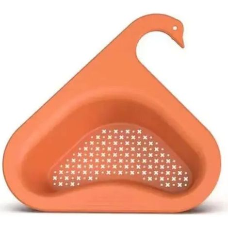 Évier Panier De Vidange Ménage Sans Poinçon Cuisine Lavage De Légumes Multifonctionnel Piscine Triangulaire En Plastique Filtre À Eau Rack Orange (1/4)