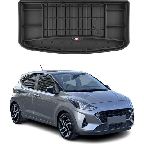 Tapis de Coffre 3D TPE Premium Compatible avec Hyundai i10 III 2019 à 2023, Bac de Protection de Coffre Intérieur antidérapant Revêtement de Coffre Bords Hauts pour Voiture Noir