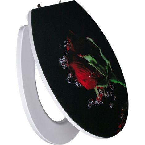 Primaster WC-Sitz mit Absenkautomatik Rote Rose weiß Toilettensitz WC Deckel (1/3)