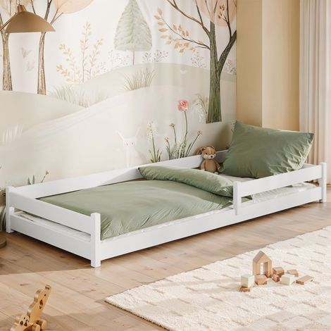 Lit au sol 90x190 sommier inclus Lily Blanc (1/3)