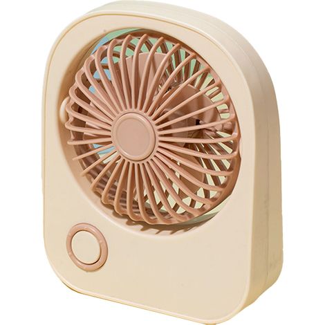 Ventilateur de bureau compact portable, réglage directionnel à 115°, mini ventilateur mignon pour étudiants, beige (1/5)