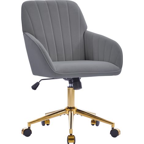 Sedia da ufficio ergonomica girevole regolabile in altezza in velluto grigio (1/5)