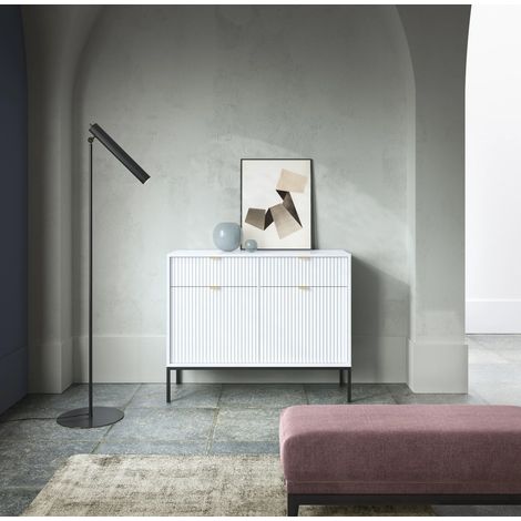 AX LIVING Modern Kommode mit Schublade Eternas KS104 104 cm Weiß