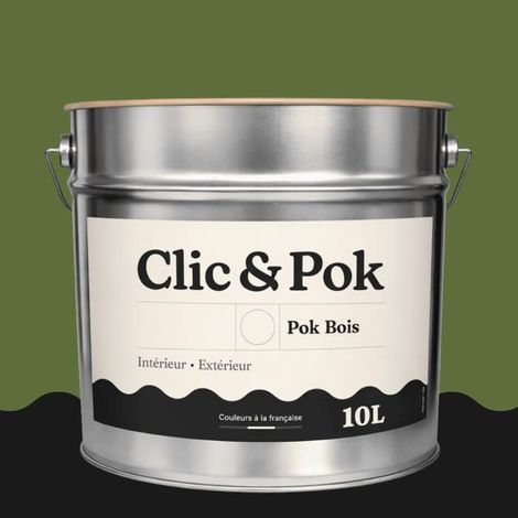 Peinture Bois Extérieur – POK BOIS - 10L - RAL 6025 - Vert fougère- Résistante aux intempéries - Ne s'écaille pas