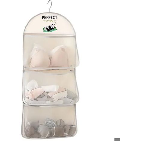 Sac de rangement multifonctionnel en filet multicouche avec cintre métallique, sac en filet pour soutien-gorge et sous-vêtements (1/5)