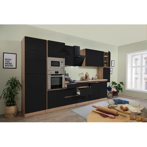 Cuisine Kitchenette sans poignée Chêne noir Lorena 395 cm Respekta