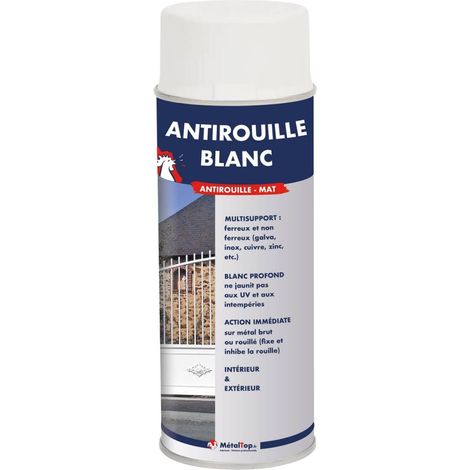 Metaltop – Antirouille blanc 400 mL – Finition métal – Protection intérieure et extérieure jusqu'à 12 ans – Application facile avec pistolet ou rouleau (1/5)