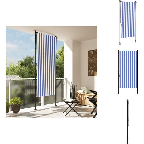 Außenrollo Blau und Weiß 100x270 cm Stoff und Stahl - Außenrollo - Markise - Sonnenschutz - Gartenrollo - Balkonrollo (1/5)