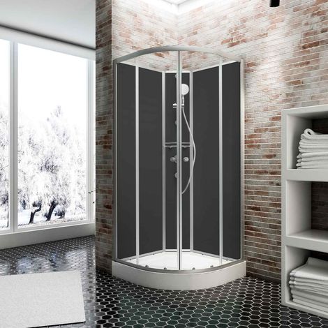 [PRODUIT D'OCCASION] [JAMAIS UTILISÉ] Cabine de douche intégrale, 90 x 90 cm, Cabine de douche complète Schulte avec porte coulissante, parois fixes, receveur, panneaux muraux et robinetterie, Veronna (1/5)