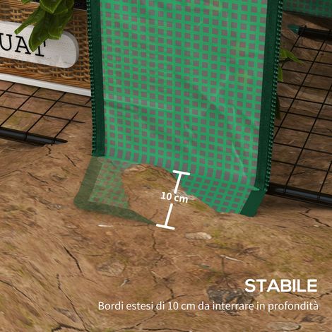 Serre de jardin en PE, 143x46x151cm, couleur verte, 6 tablettes, 2 portes enroulables (1/5)