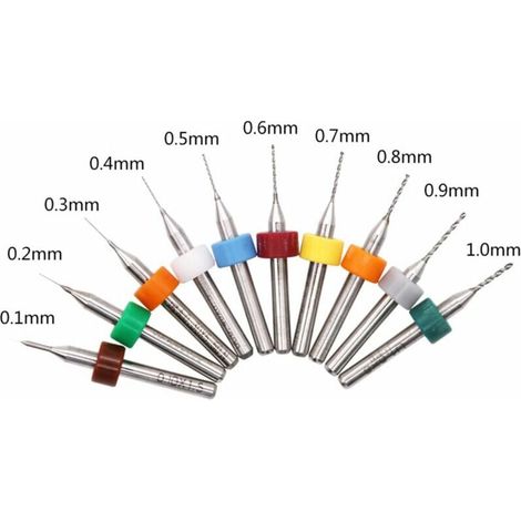 10PCS Mini Drill PCB 0.1-1.0mm, Carbide Spiral Edge Superhard Micro Drill Rotary Tool Jewelry Engraving Drill Bits (1/5)