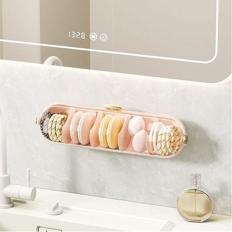 Organisateur Mural pour Bijoux et Cosmétiques, Design Transparent, Installation Facile, Matériau Plastique Robuste, Rose 36.5119 cm (1/4)