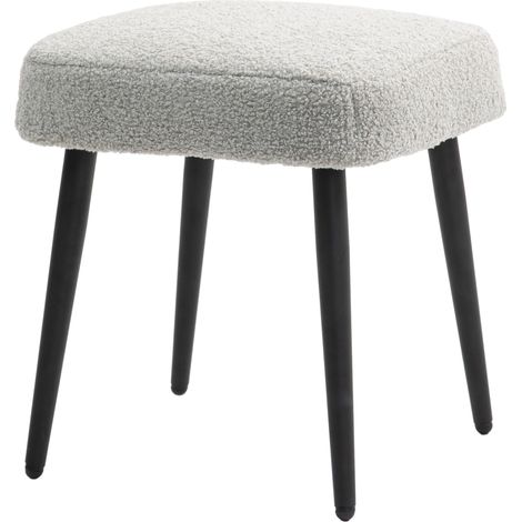 Pouf carré en tissu effet cachemire gris clair avec pieds en acier pour salon et chambre (1/5)