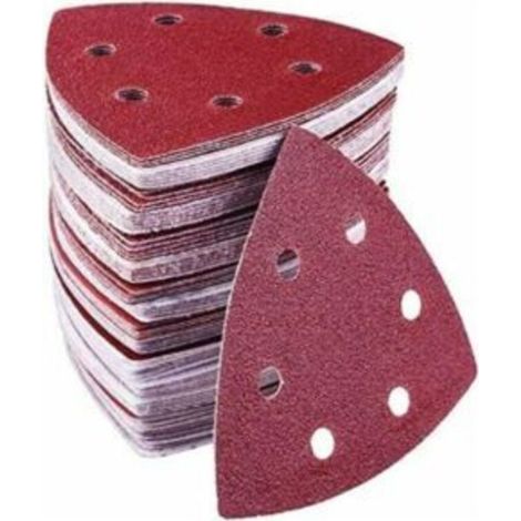 Pack of 72 sanding triangles - 6 holes - 90 x 90 x 90 mm - Grit 40/60/80/120/180/240 - Sanding triangles for sanding and polishing (1/5)