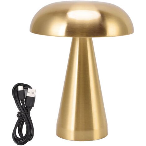 Pair - SJLERST Lampe de table champignon style industriel minimaliste moderne 3 couleurs réglable rechargeable lampe de bureau innovante à commande tactile or (1/5)