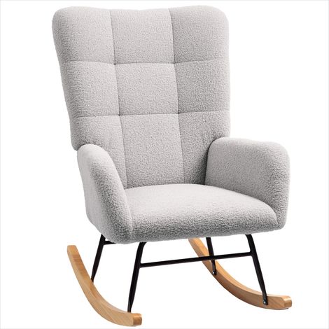 Fauteuil à bascule 70 x 94 x 100 cm en tissu laine bouclée Gris (1/5)