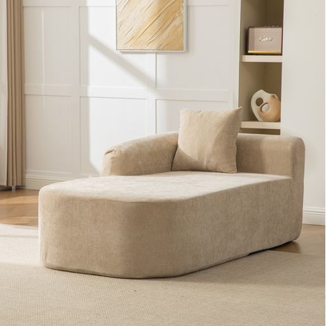 Sofá modular (35x35x106 cm), con función chaiselongue, sin montaje, chenilla caqui claro (1/5)