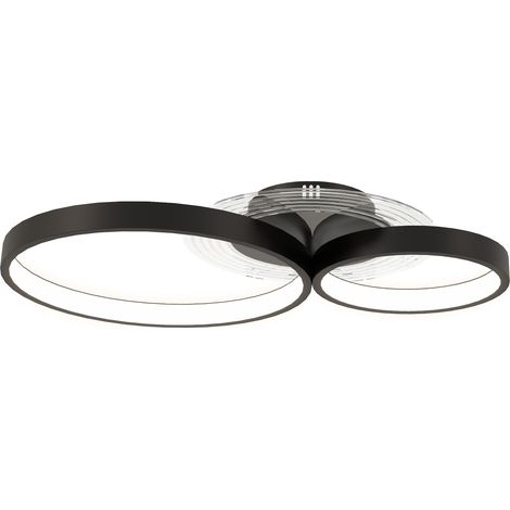3-Ring-LED-Deckenleuchte, einstellbare Farbtemperatur, 40 W, Schwarz