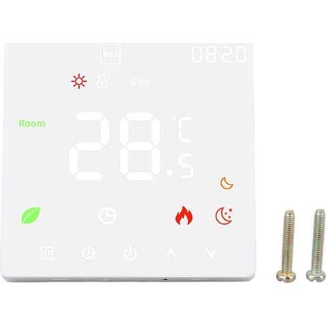 Thermostat d'ambiance tactile intelligent programmable pour chaudière gaz et chauffage au sol, avec fonction de régulation de température, compatible 90-240V (1/4)
