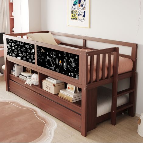 MEUBLIV Bettgestell 90x200 cm Braun – mit Ausziehbett und Stauraum ohne Matratze (1/5)
