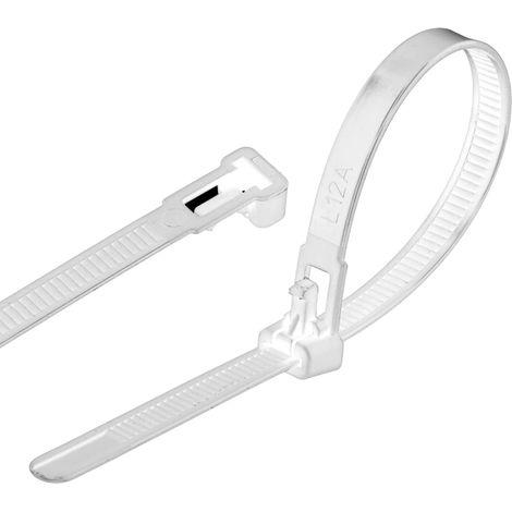 Lot de 100 serre-câbles pour plantes 7,6 mm x 250 mm blanc réutilisables réglables (1/5)