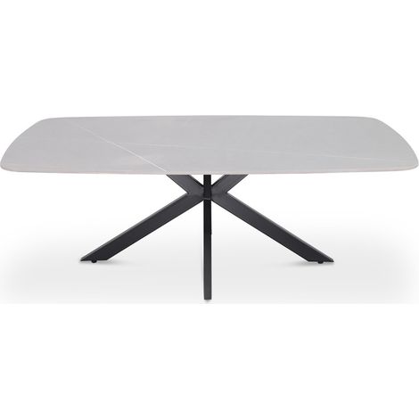Table basse ARVENA – Rechteckiger Couchtisch 130x70 cm – Grauer Stein & Metall – Modernes und raffiniertes Design