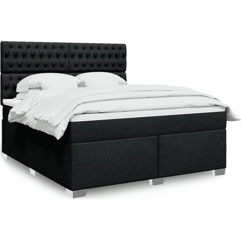 Boxspringbett mit Matratze Schwarz 180x200 cm Stoff
