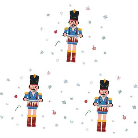 3 Pièces décor de noël autocollant de fenêtre casse-noisette decoration noel mur christmas decorations Sticker fenêtre Casse-Noisette de Noël autocollant de de Noël PVC (1/5)