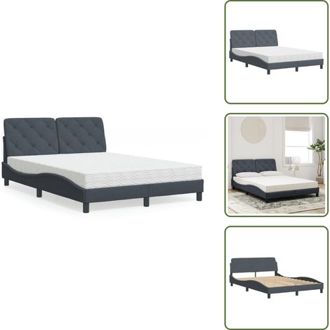 Letto con testiera - vidaXL Letto con Materasso Grigio Scuro 120x200 cm in Velluto - Letto con giroletto