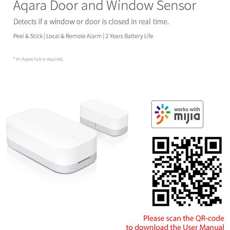 GARRYFIZH Capteur de porte et fenêtre Aqara : connexion sans fil ZigBee, contrôle via application, compatible Android et iOS (1/5)