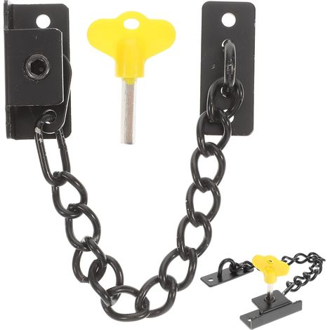 1 - Chaîne de sécurité - Serrure de fenêtre - Acier inoxydable noir - Protection anti-intrusion pour portes et fenêtres - Intérieur - Noir - 20x5cm