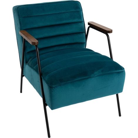 Amadeus - Fauteuil en velours bleu canard Hutch (1/5)