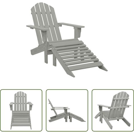 Pouf extérieur - Chaise de jardin avec pouf Bois Gris (1/5)