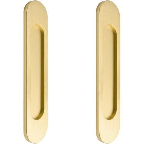 Lot de 2 poignées de porte coulissante ovales autocollantes pour armoires, fenêtres et portes coulissantes (dorées) (1/4)