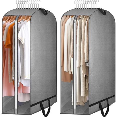 Lot de 2 sacs à vêtements, 100 x 60 x 25 cm, sacs à vêtements, les sacs de transport pour chemises ont des fenêtres transparentes visibles sur le côté. Pour sacs à vêtements, anti-mites (1/5)