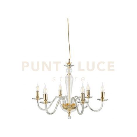 LAMPADARIO PAGANINI 6 LUCI CRISTALLO ORO ATTACCO E14 D.70CM