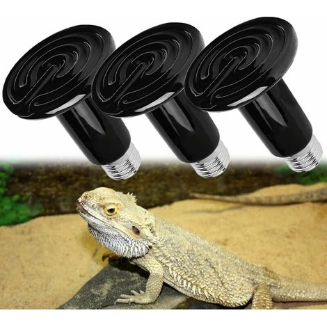 Lot de 3 lampes chauffantes en céramique pour reptiles, radiateur, chauffage pour tortues et lézards, 220-230V (100) (1/5)