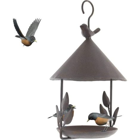 Vogelfutterhaus aus Eisen, Vogelfutterstation für den Balkon, hängendes Vogelhaus aus Gusseisen für den Außenbereich