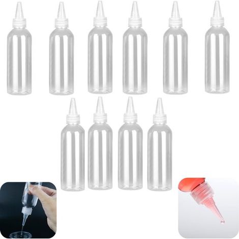 10 flacons distributeurs flacons vides flacons pour sauces flacons pour lotions (transparents, 9,5 x 2,4 cm) (1/5)